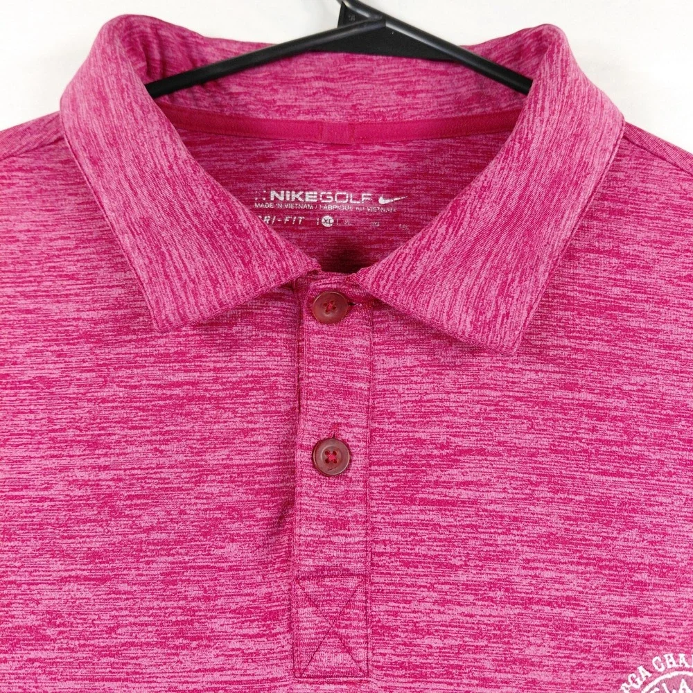 Nike Golf Dri-Fit Polo Shirt Mens XL Maroon Heathered Atlanta Athletic Club PGA